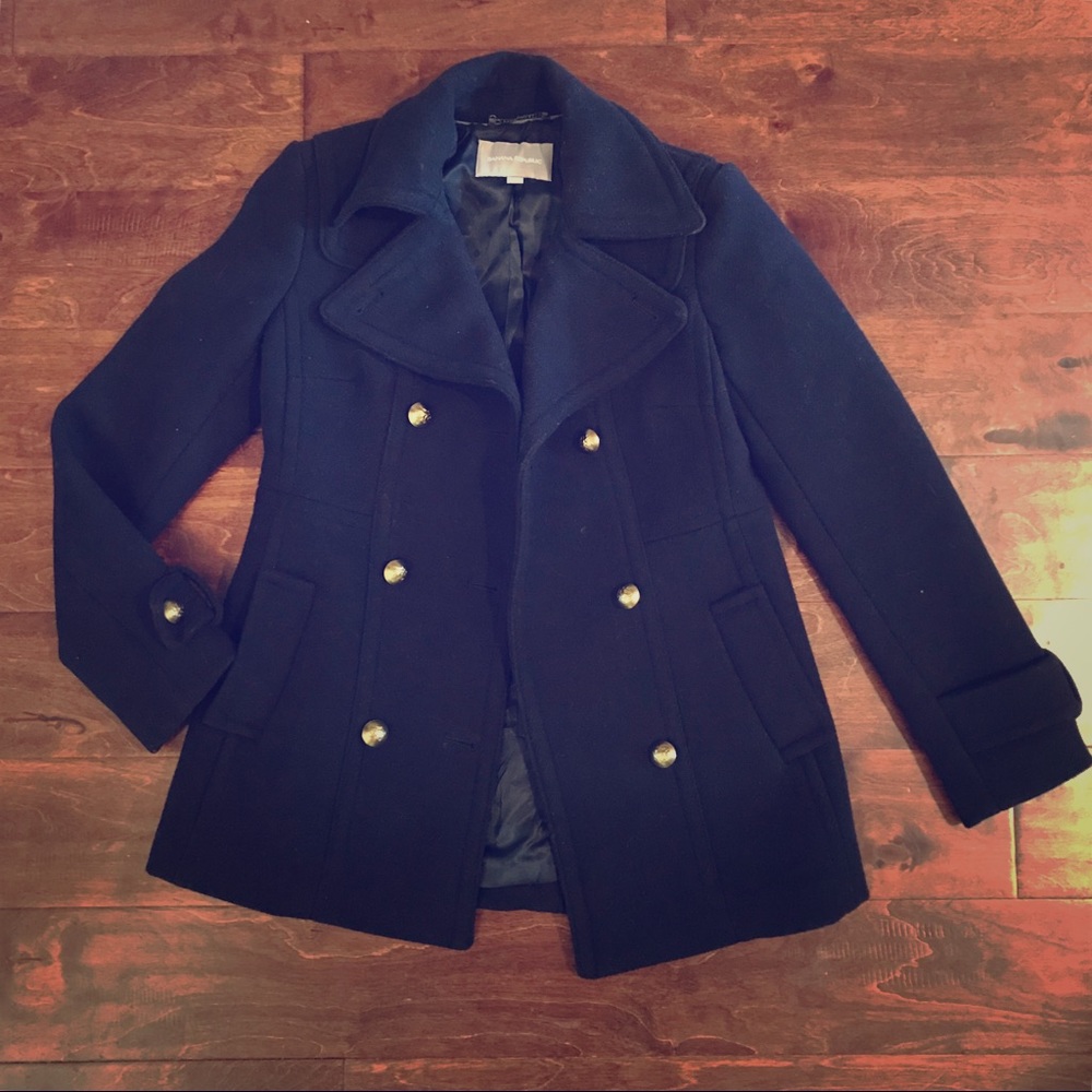 Banana Republic Navy Wool Trench Coat!